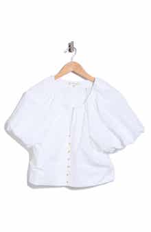 Dramatic Balloon-Sleeved Cotton Top