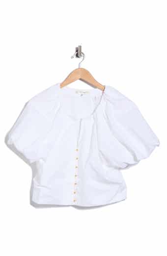 Dramatic Balloon-Sleeved Cotton Top