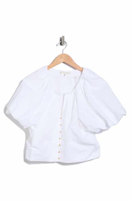 Dramatic Balloon-Sleeved Cotton Top