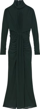 Reiss Danni Pleated Long Sleeve Mermaid Gown