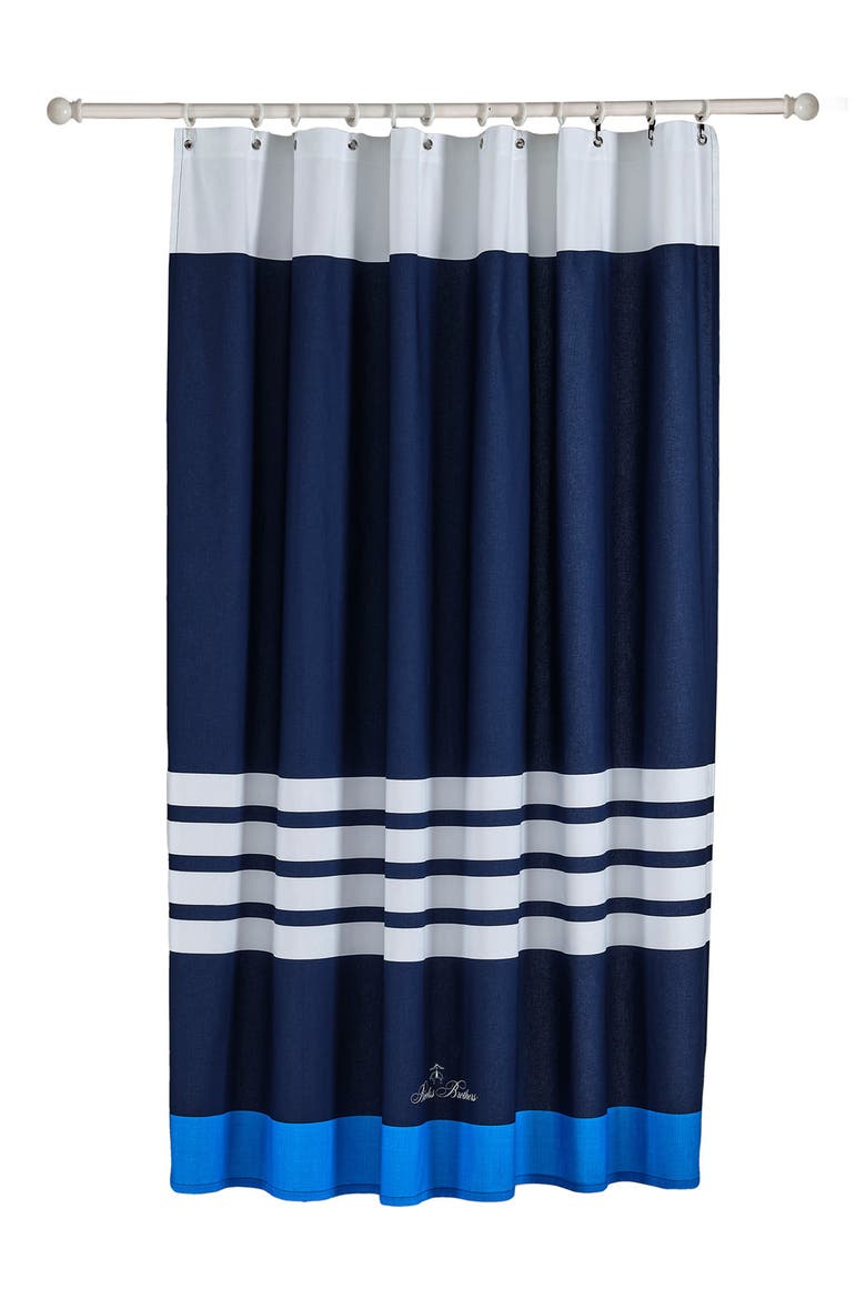 Nautical Shower Curtain, Main, color, NAVY