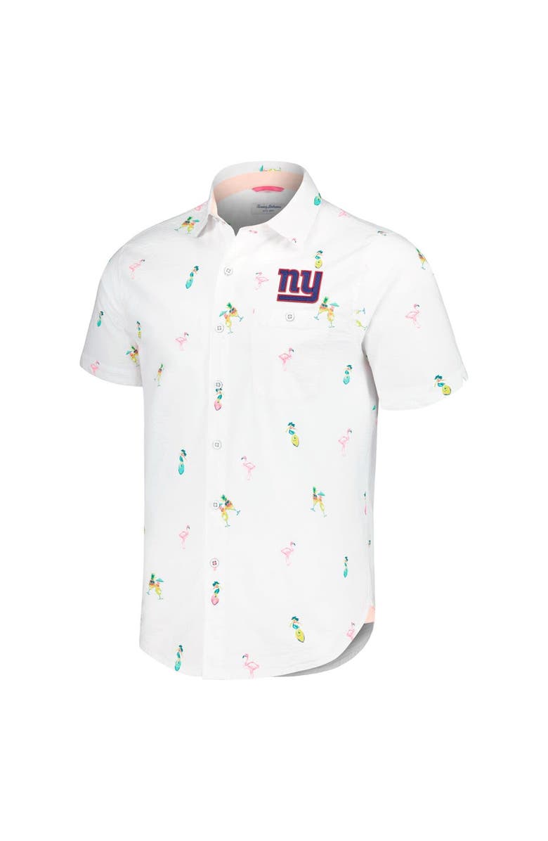 Tommy Bahama Men's Tommy Bahama White New York Giants Nova Wave Flocktail Button-Up Shirt, Alternate, color, White