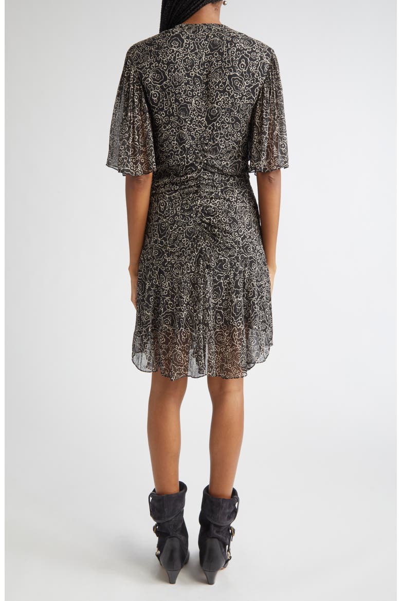 Vivienne Ruched Chiffon Dress, Alternate, color, BLACK/ ECRU