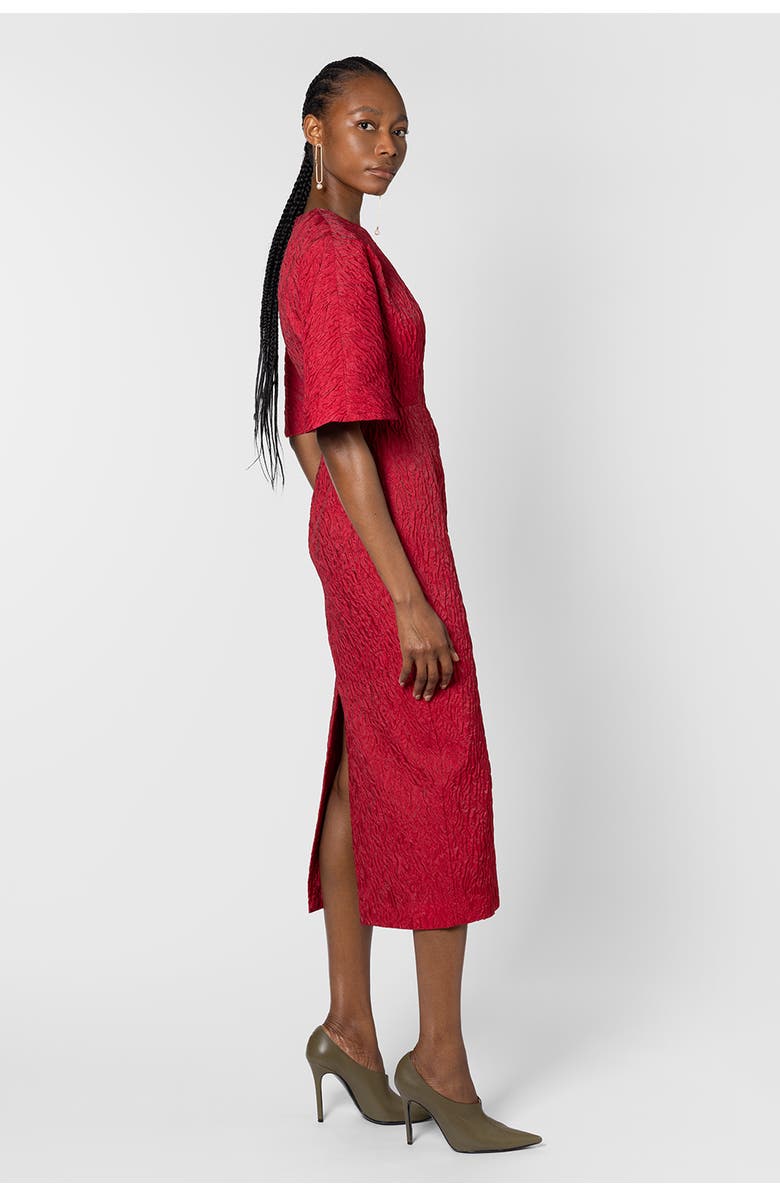 Roksanda Falah Cloque Textured Midi Dress, Alternate, color, Bennett Red