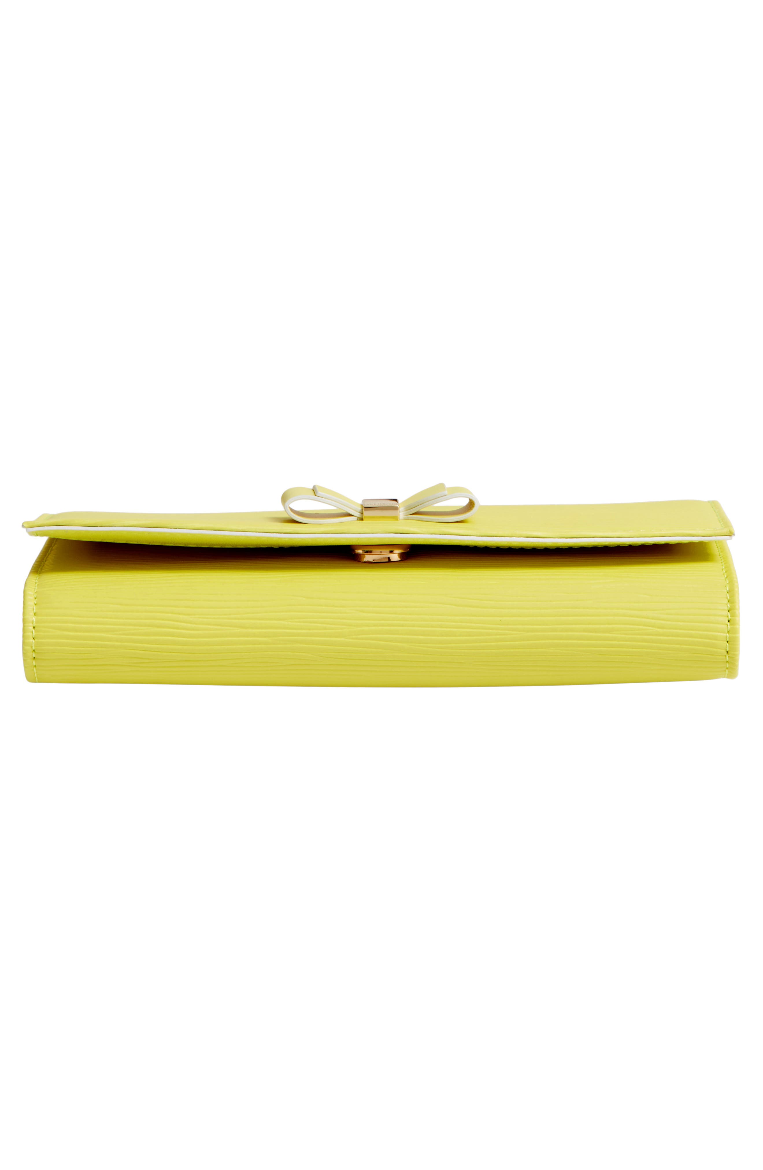 Zea Bow Matinee Leather Crossbody Clutch, Alternate, color, LIME