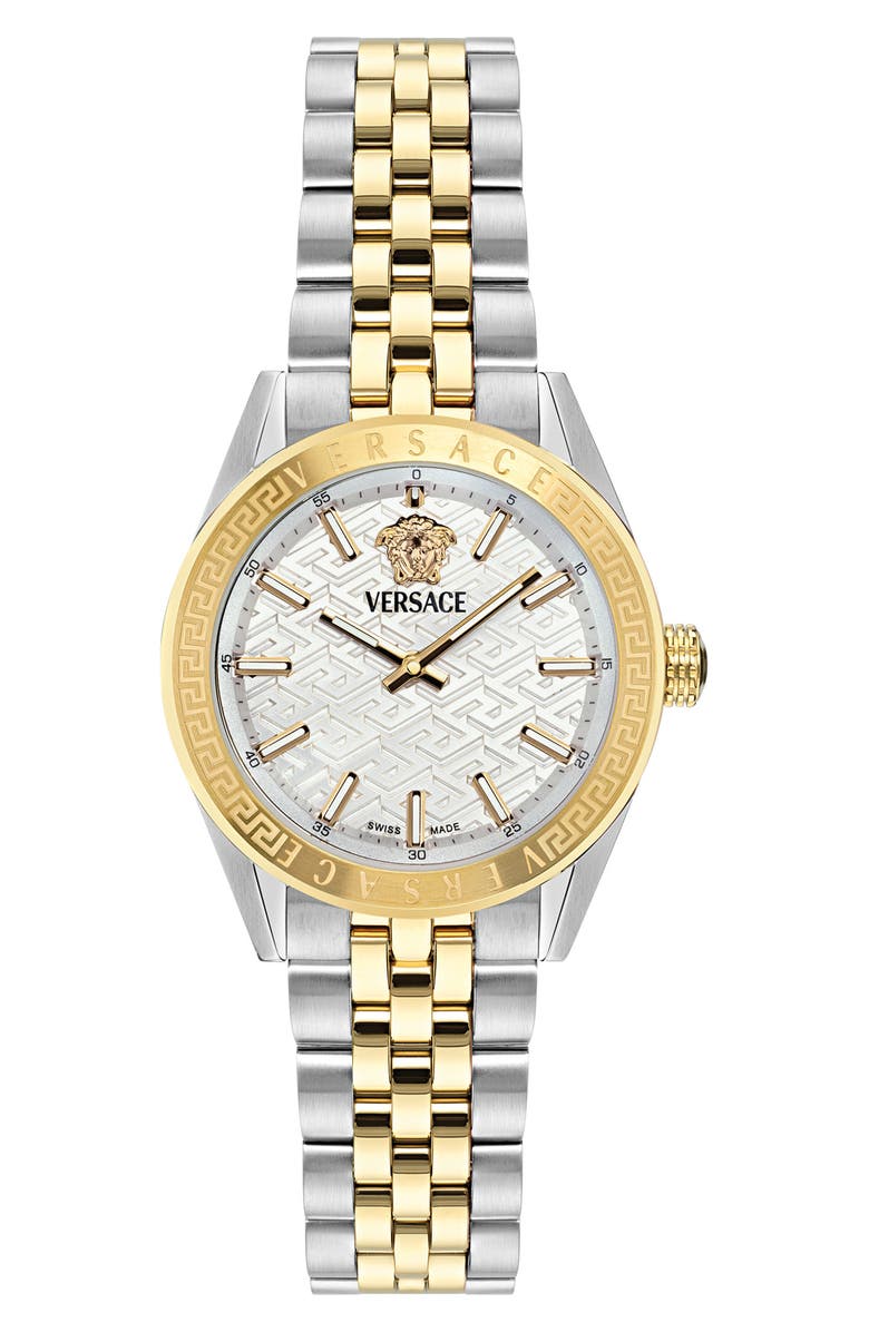 Versace V-Code Two-Tone Bracelet Watch, 36mm, Main, color, Two Tone