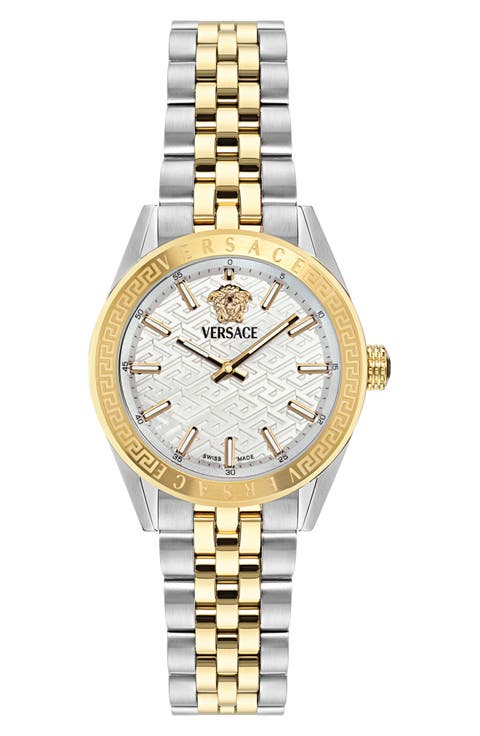 V-Code Two-Tone Bracelet Watch, 36mm