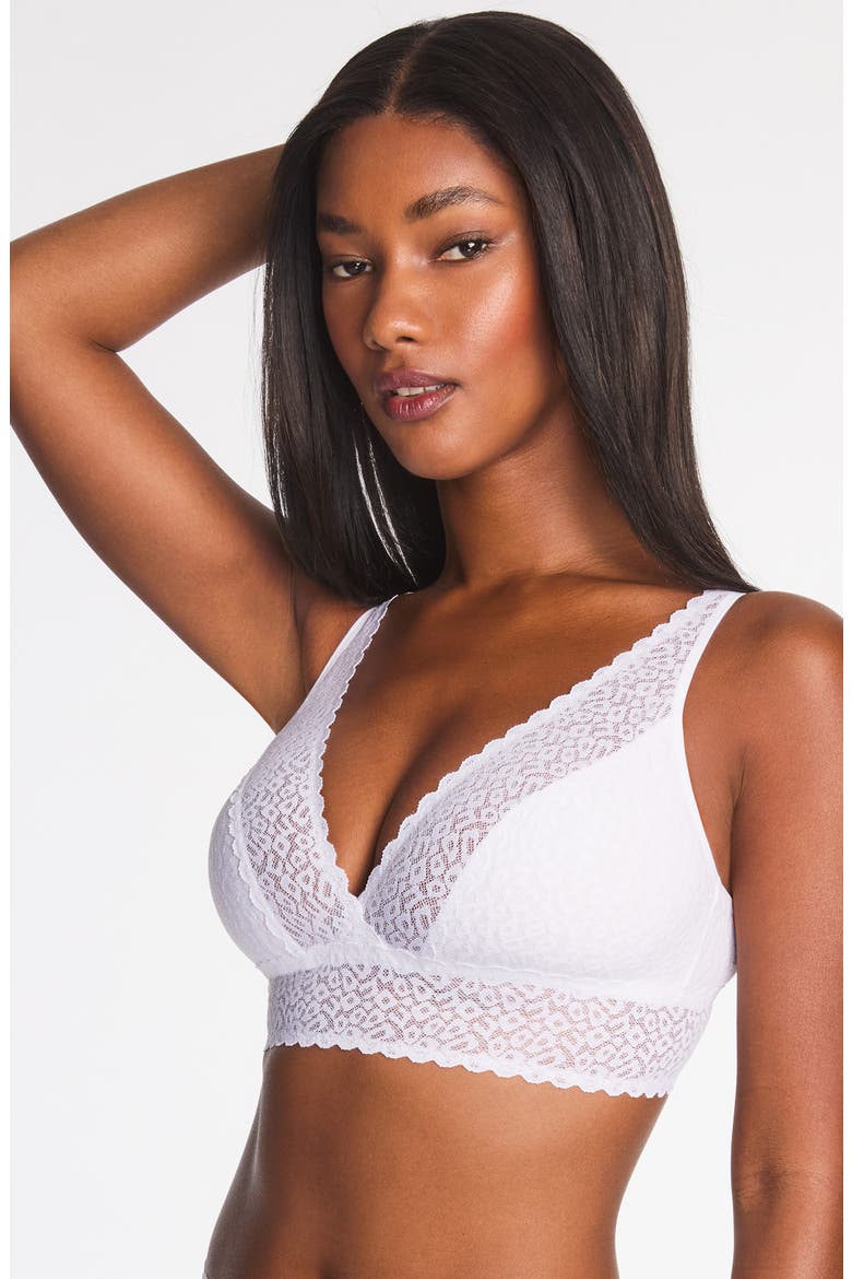 High Bar Lace Trim Bralette, Alternate, color, WHITE