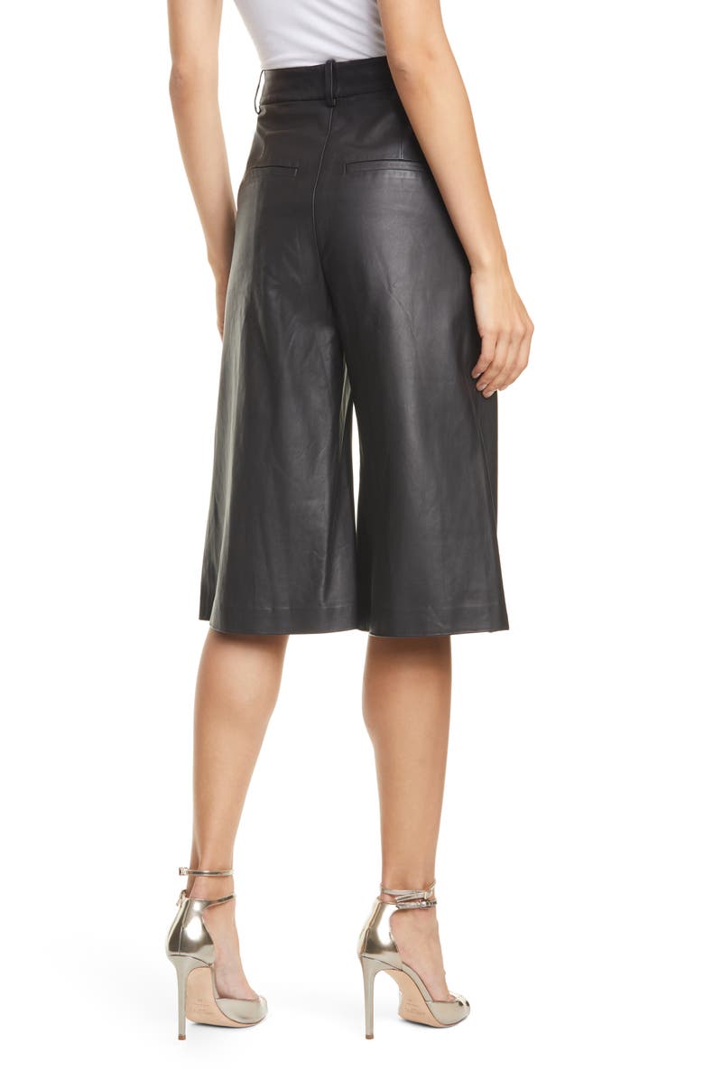 Veronica Beard Arnold Lambskin Leather Culottes, Alternate, color,