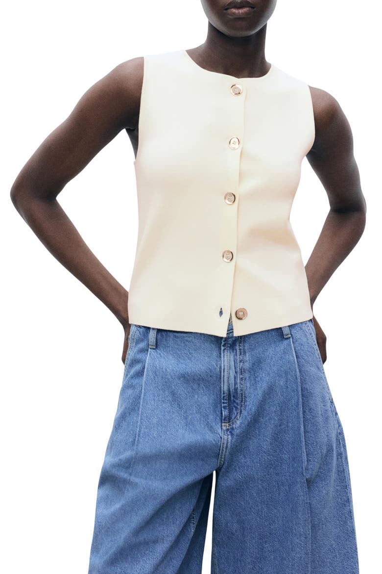 Fine Knit Vest, Main, color, ECRU