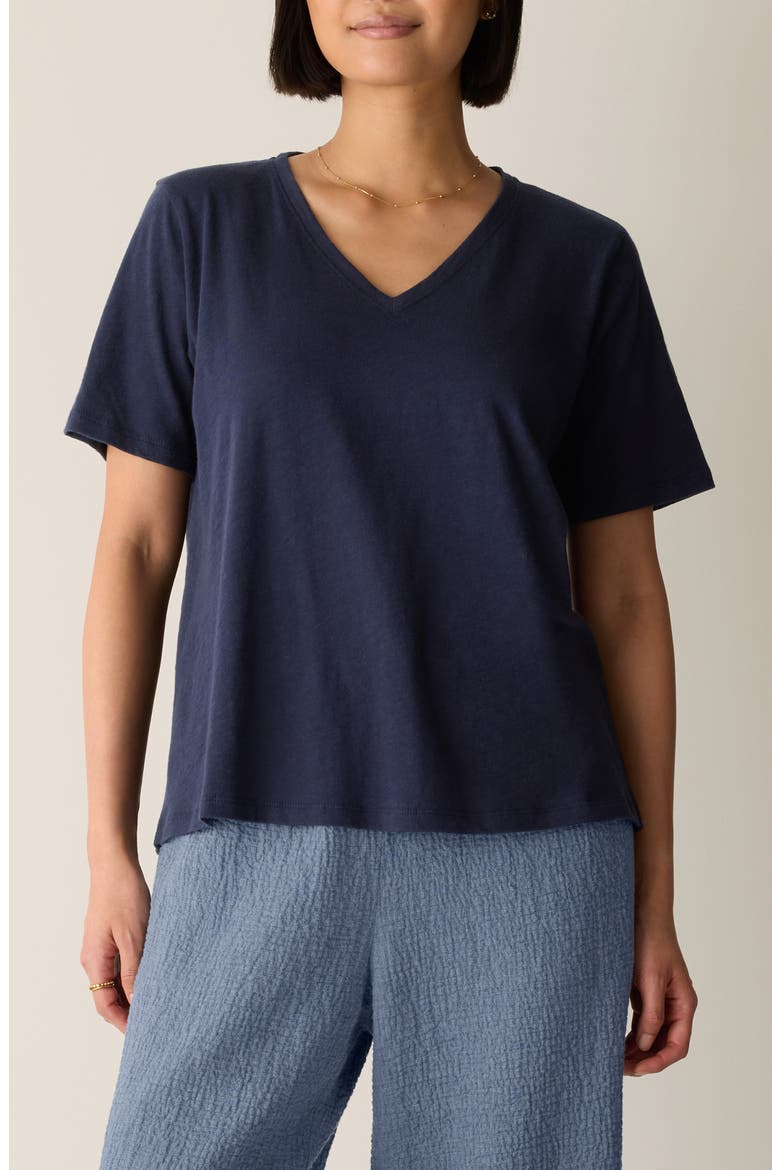 Easy V-Neck Organic Cotton T-Shirt, Main, color, INK