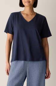 Eileen Fisher Easy V-Neck Organic Cotton T-Shirt