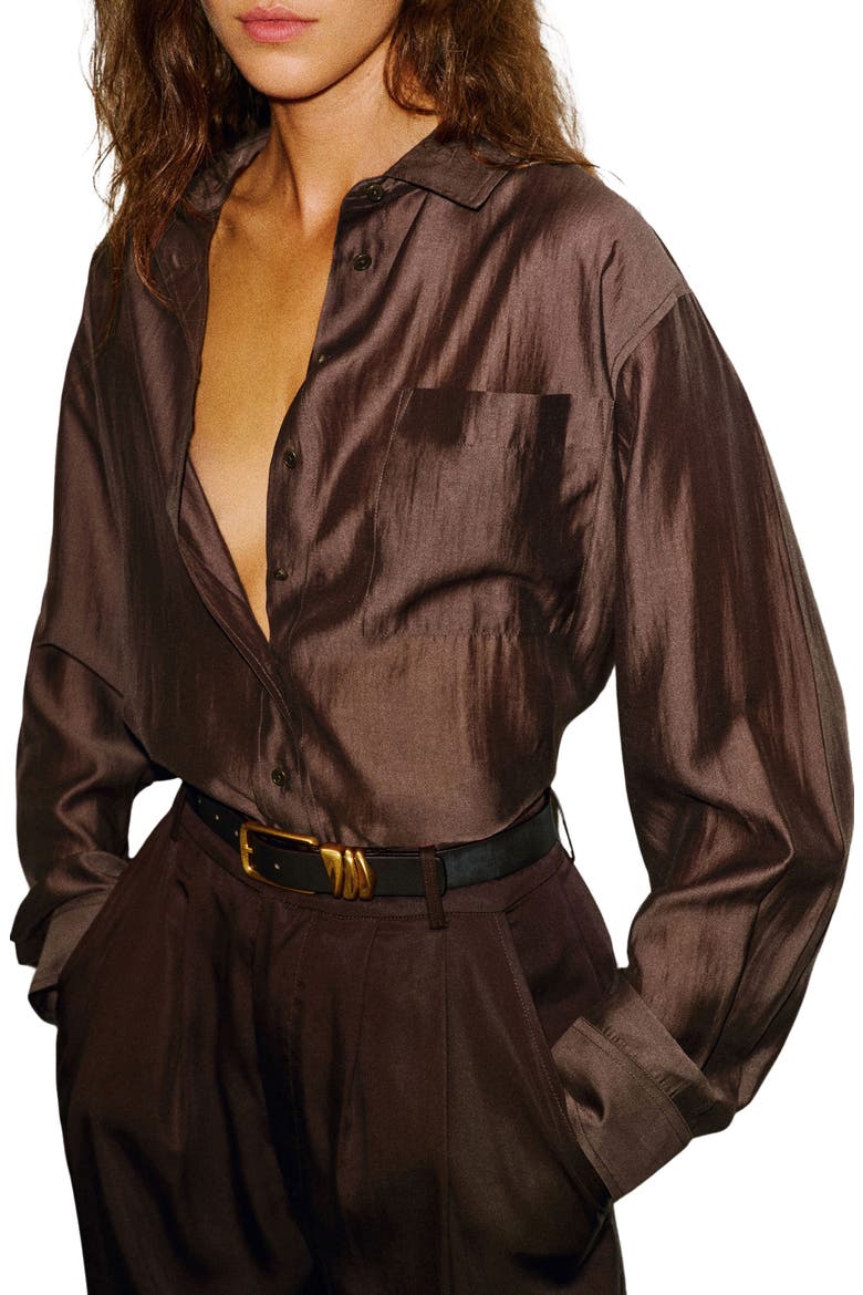 Eli Oversized Shirt, Main, color, SHEER BROWN