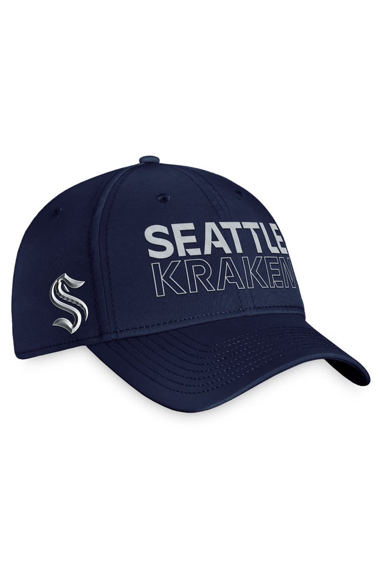 Men's Fanatics Branded  Deep Sea Blue Seattle Kraken Authentic Pro Road Flex Hat, Main, color, Navy