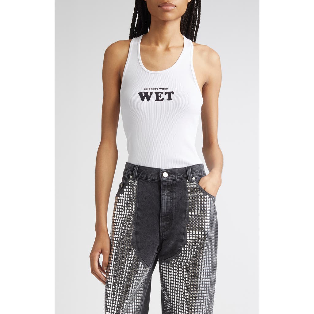 Stella Mccartney Slippery When Wet Flocked Rib Tank In White