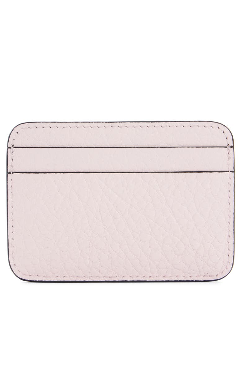 Acne Studios Grained Leather Card Holder, Alternate, color, Powder Pink