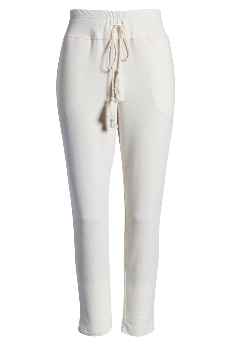 French Terry Crop Jogger Pants, Alternate, color, IVORY