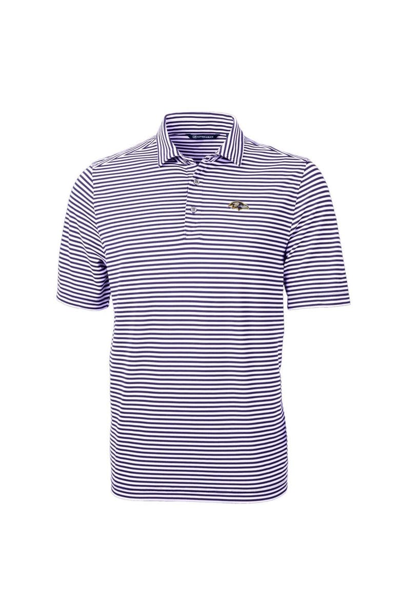 Cutter & Buck Men's Cutter & Buck Purple Baltimore Ravens Big & Tall Virtue Eco Pique Stripe Recycled Polo, Alternate, color, Purple