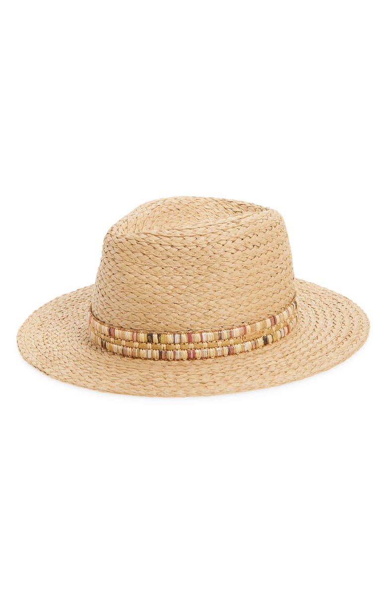 Steve Madden H-Reina Lux Spectrum Shine-Trim Panama Hat, Main, color,