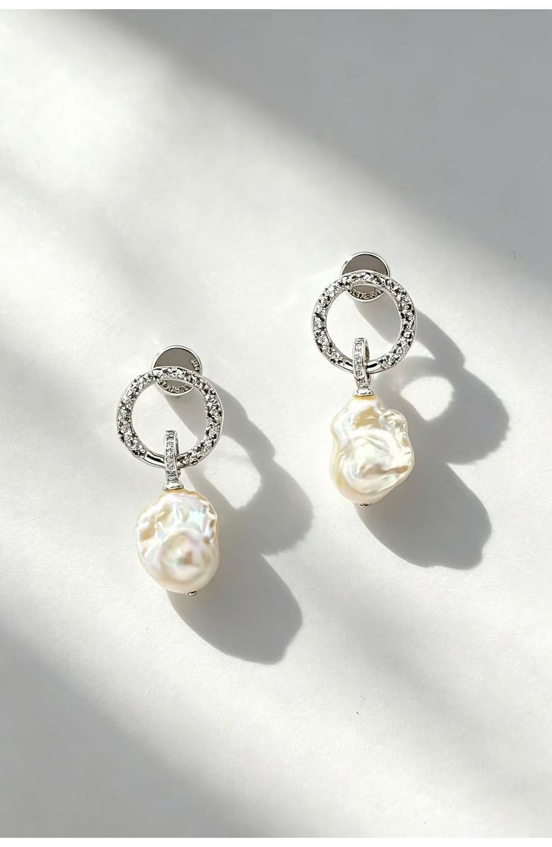 Classicharms Nina Baroque Pearl Drop Earrings, Main, color, Silver