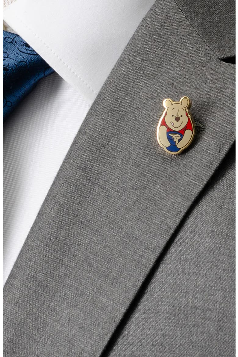 Winnie the Pooh Cuff Links & Lapel Pin Set, Alternate, color, GOLD
