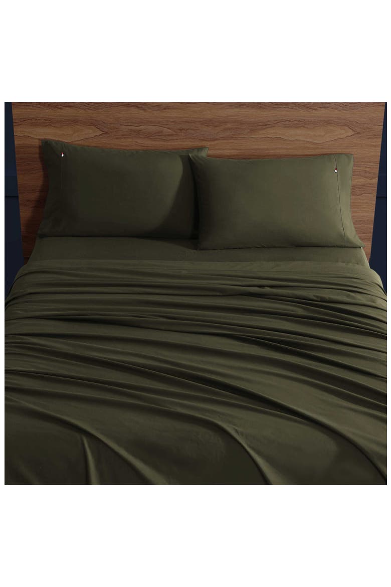 Essentials 200 Thread Count Cotton Percale Sheet Set, Alternate, color, OLIVE GREEN