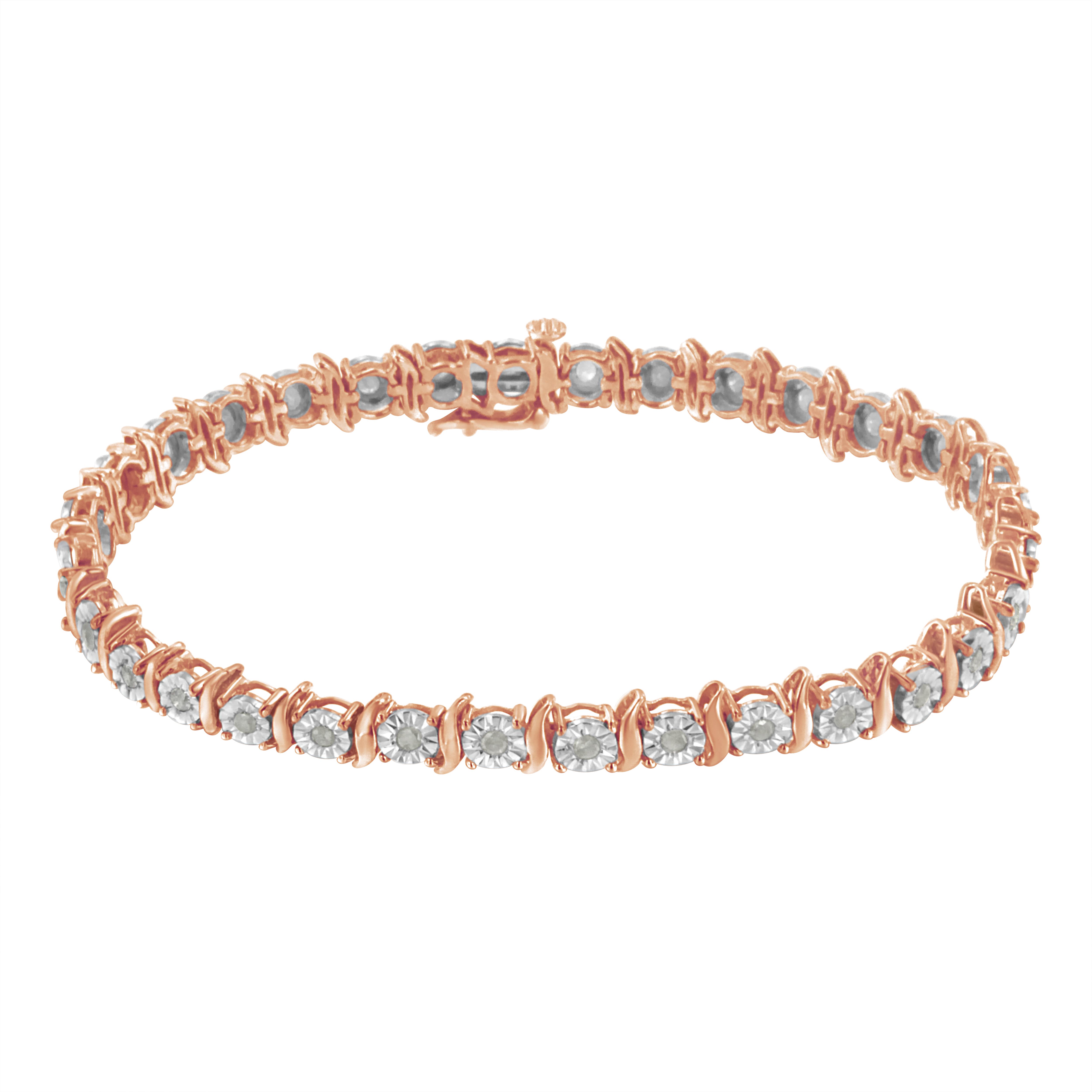 Женские аксессуары Haus of Brilliance Silver 1.0 Ctw Diamond S-Curve Link Miracle-Set Tennis Bracelet — фото 2
