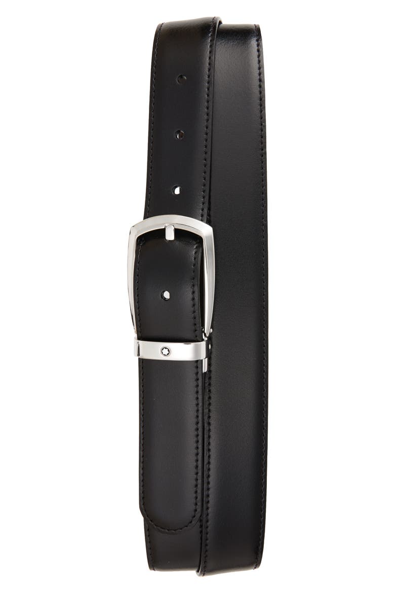 Square Buckle Reversible Leather Belt, Main, color, BLACK/ BROWN