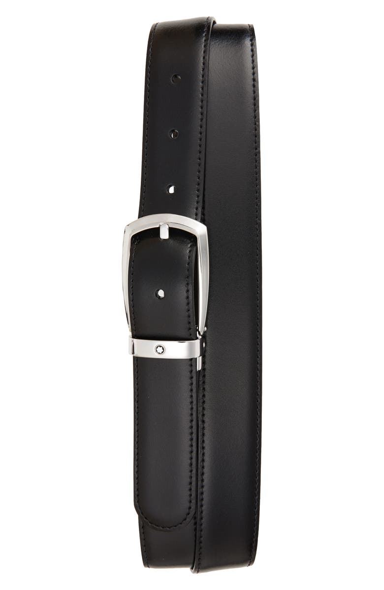 Montblanc Square Buckle Reversible Leather Belt, Main, color, 