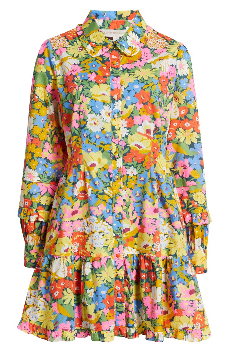 LOVE THE LABEL Marketa Floral Long Sleeve Cotton Mini Shirtdress, Alternate, color, 