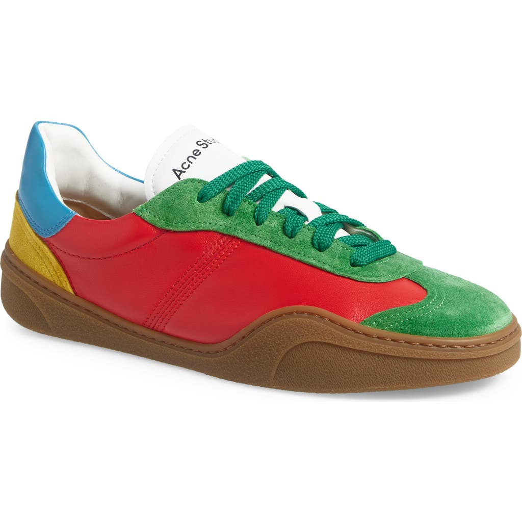 Shop Acne Studios Low Top Sneaker In Green/red Multi