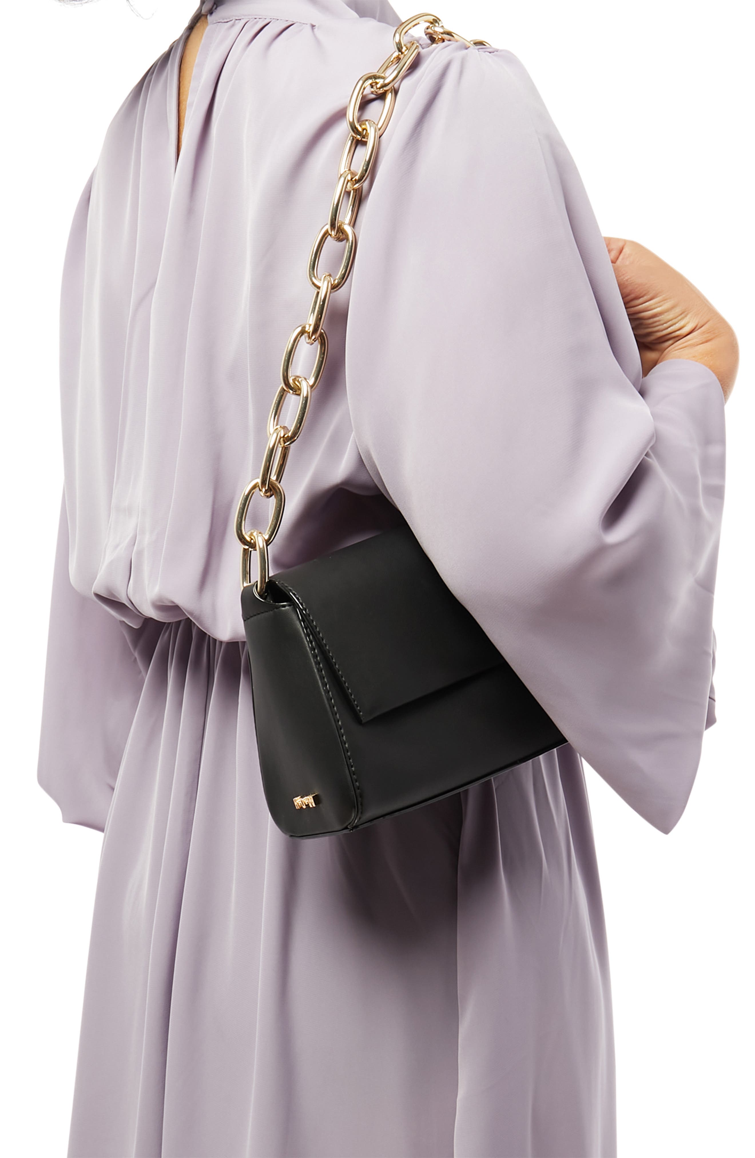 We Fashion Vegan Leather Shoulder Bag, Alternate, color, NOIR