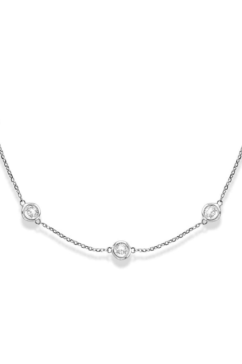 Natural Diamond Station Necklace Bezel-Set 14k(3.0ctw), Alternate, color, White Gold