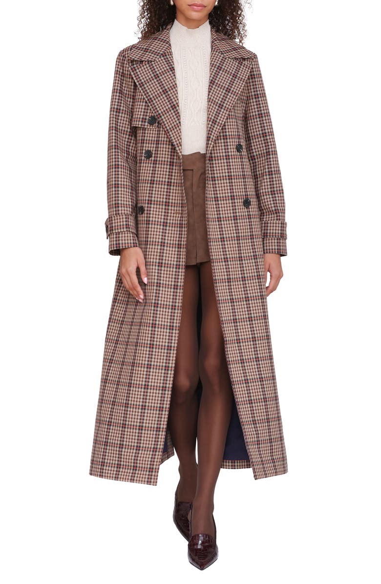 Avec Les Filles Plaid Trench Coat, Main, color, Brown- Orange Plaid
