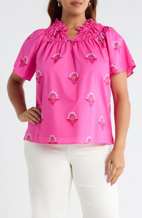 Scarlett Floral Darthy Smocked Neck Top (Plus)