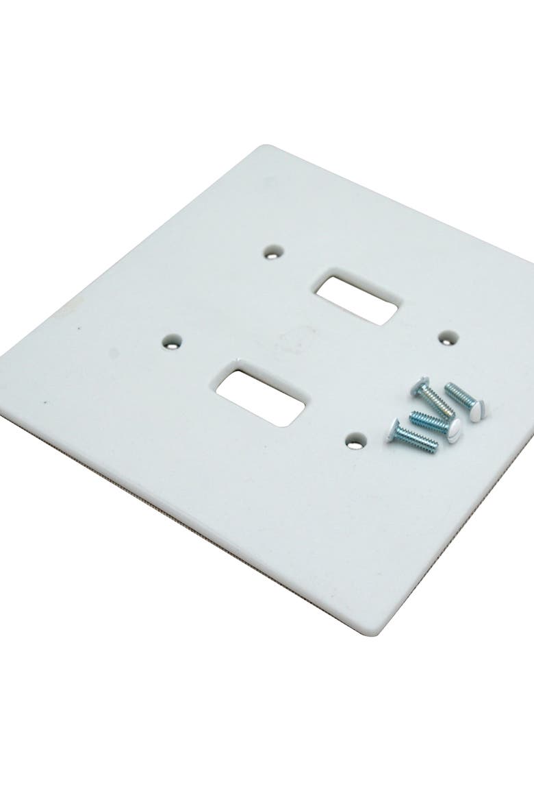 Chrysanthemum Double Toggle Switchplate Cover, Alternate, color, White