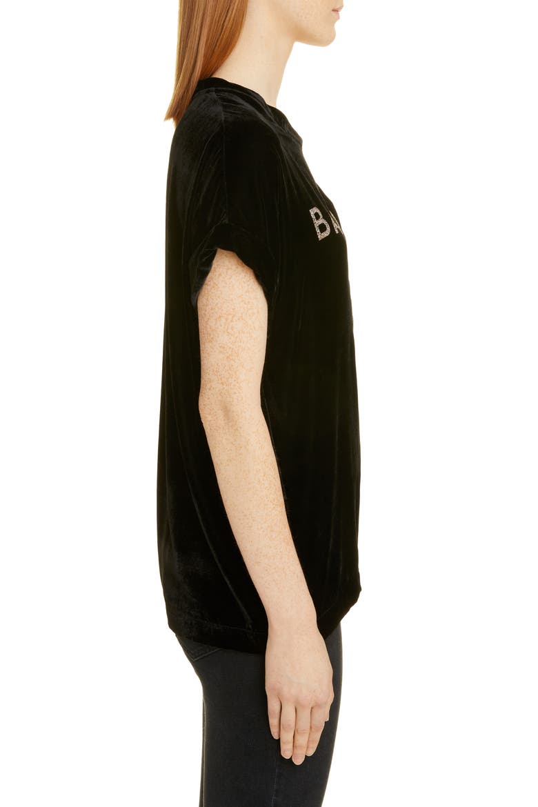 Glitter Logo Velvet Tee, Alternate, color, EAH NOIR-MULTICO