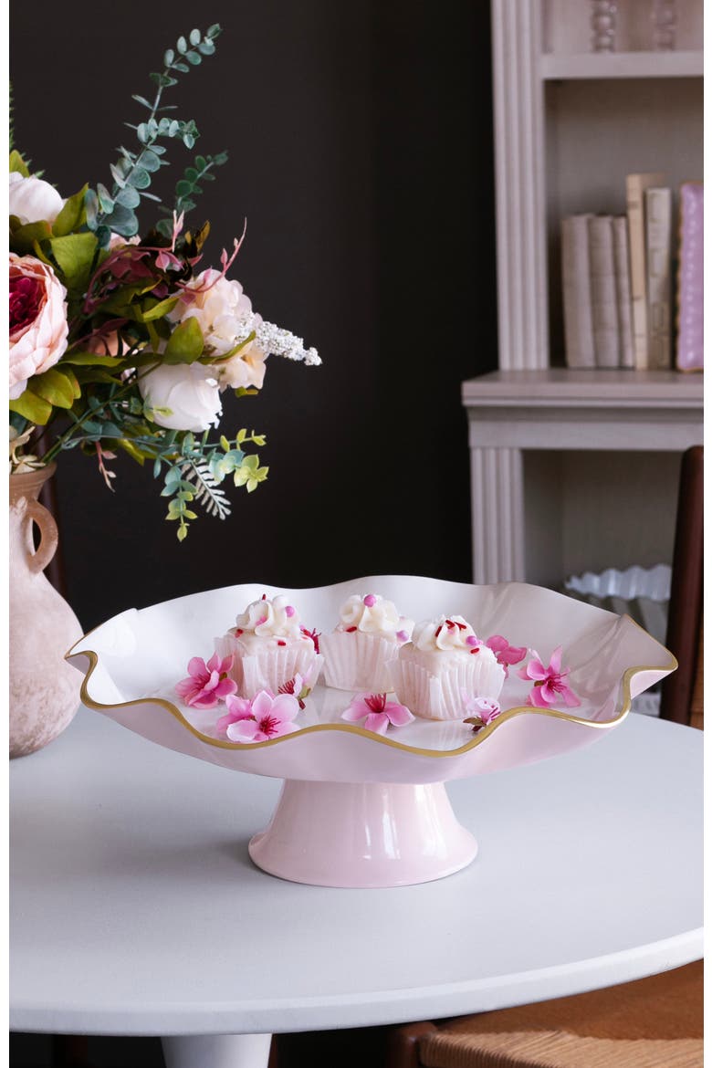 Encanto Carola Pedestal Cake Plate, Alternate, color, Camellia and White