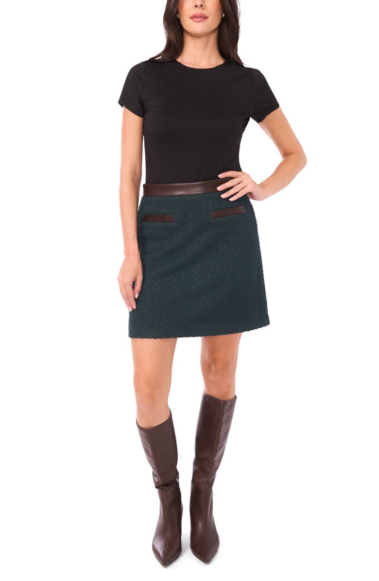 Vince Camuto Contrast Waistband Miniskirt, Alternate, color, 