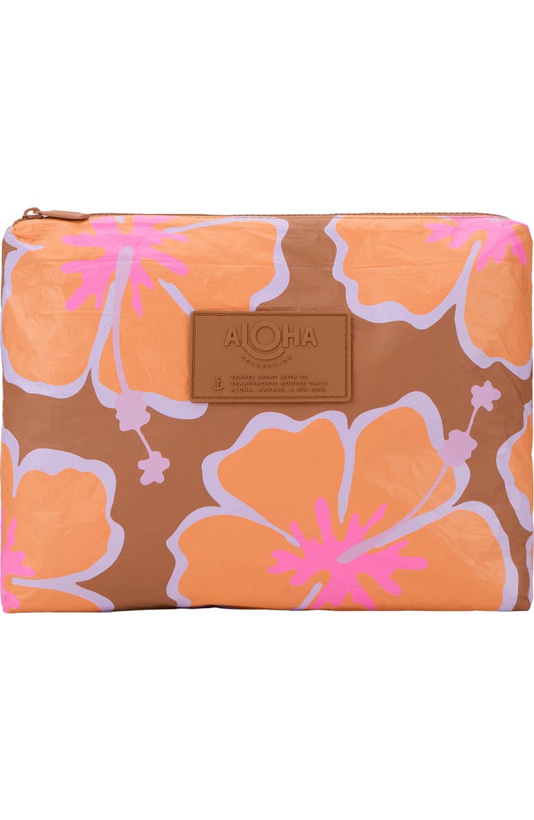 Aloha Collection Mid Pua Waikiki Water Resistant Tyvek<sup>®</sup> Zip Pouch, Main, color,