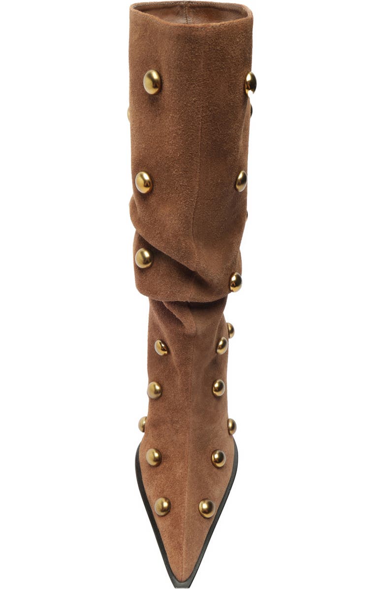 Schutz Tulsa Stud Pointed Toe Boot, Alternate, color, Pecan Brown