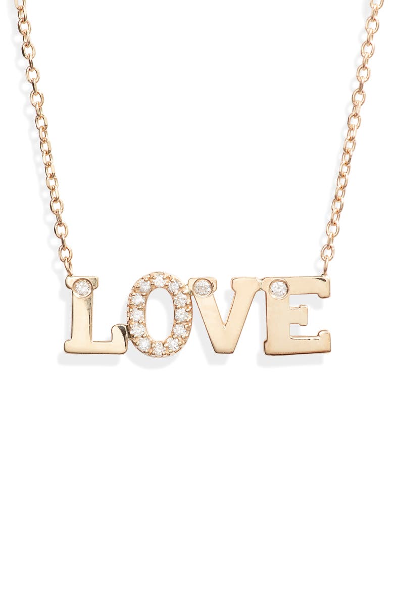 Love Letter Love Diamond Necklace, Main, color, GOLD/ DIAMOND
