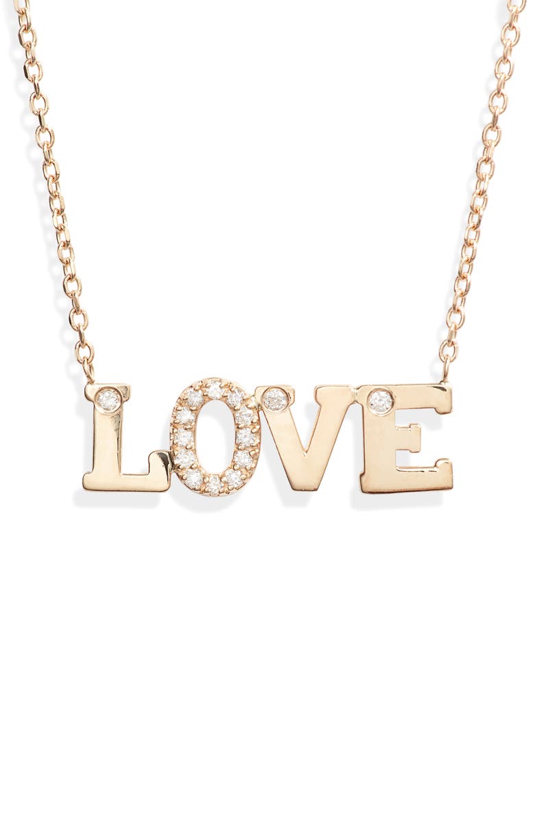 Anzie Love Letter Love Diamond Necklace, Main, color, 