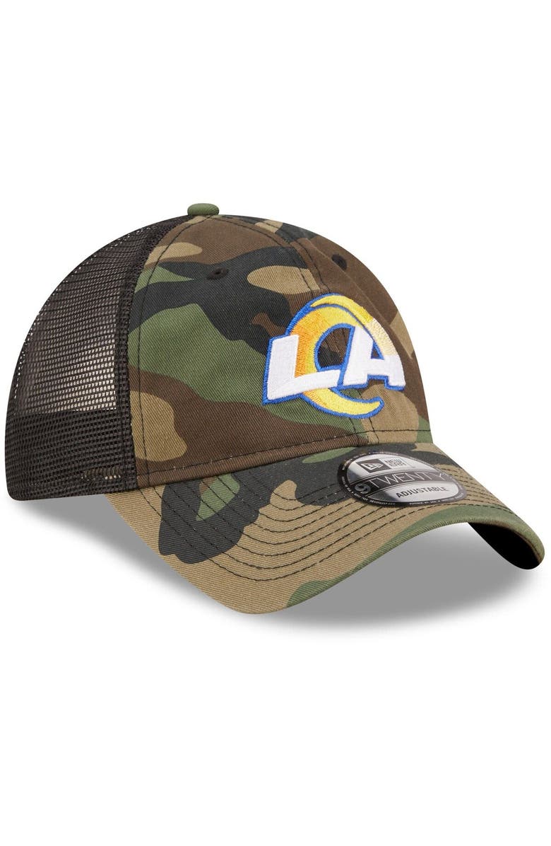 New Era Men's New Era Camo/Black Los Angeles Rams Basic 9TWENTY Trucker Snapback Hat, Alternate, color, 