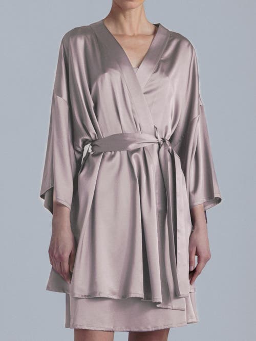 Alas Silk 3/4 Sleeve Dressing Gown In Neutral