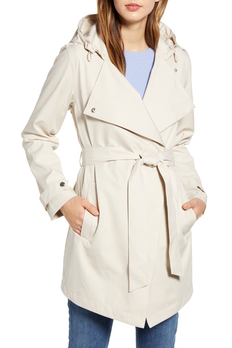 Hooded Trench Coat, Main, color, BEIGE
