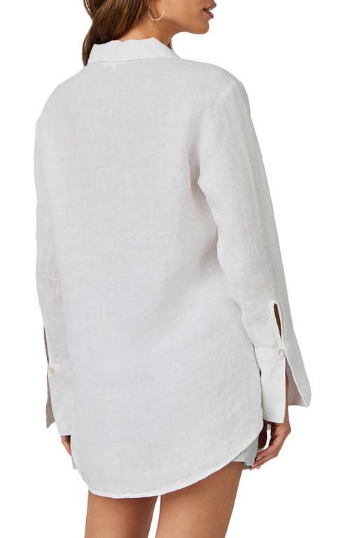 Bella Dahl Tie Neck Linen Tunic Top In White