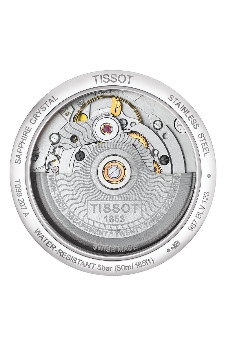 Tissot Chemin des Tourelles Powermatic 80 Lady Leather Strap Watch, 32mm, Alternate, color, Red/ Mop/ Silver