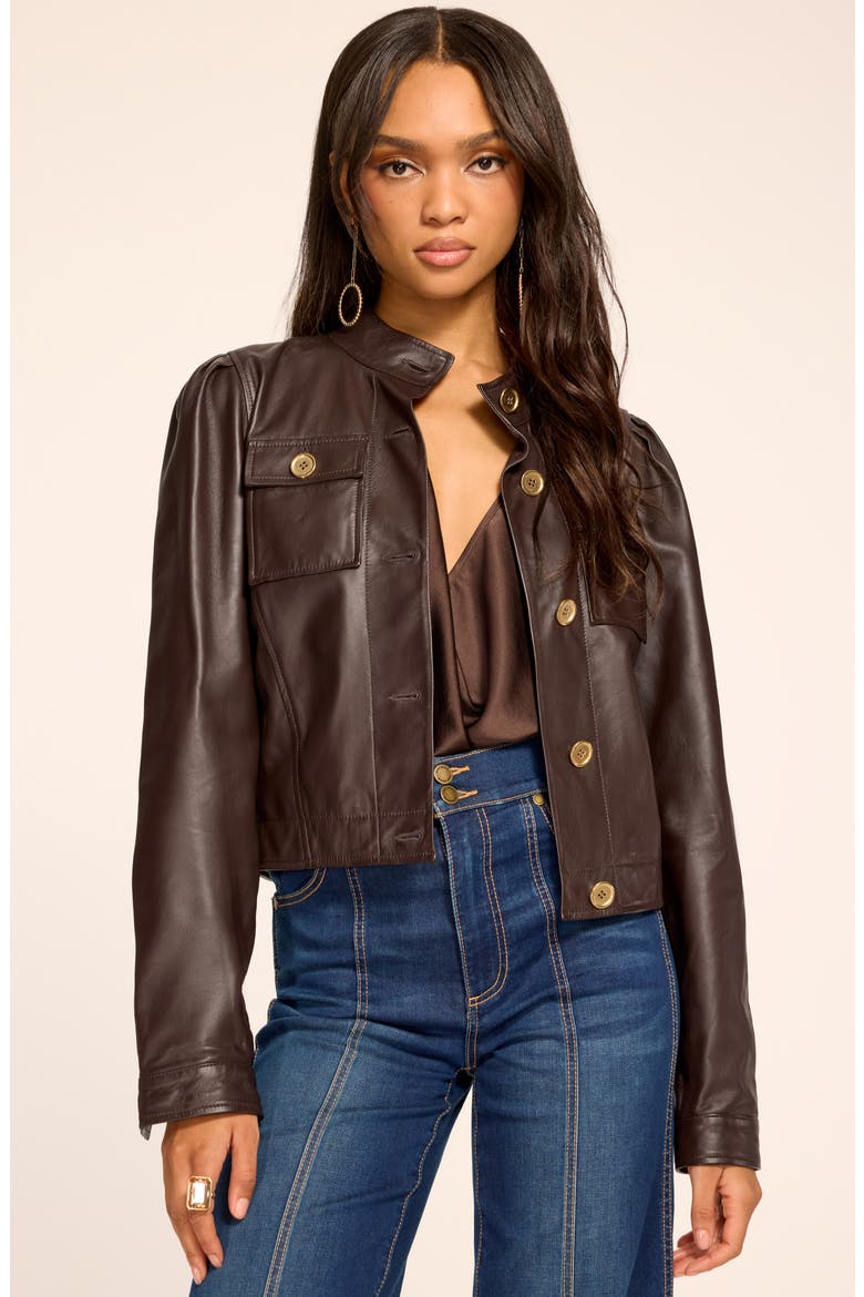 Elsa Leather Jacket, Alternate, color, HERITAGE BROWN