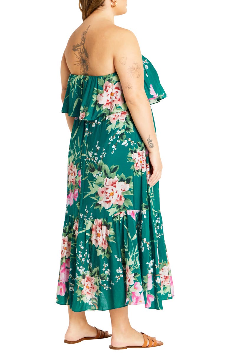 City Chic Pia Floral Strapless Maxi Dress, Alternate, color, 